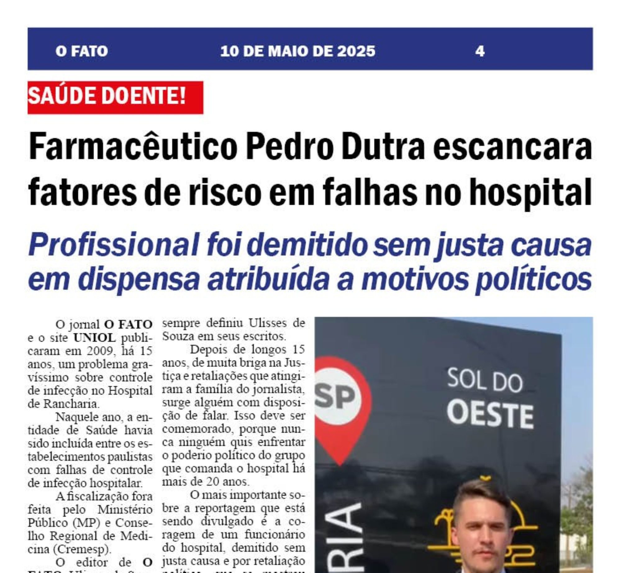 Homero do Facão diz  em ‘fakelive” que é piada sobre sua influência no hospital