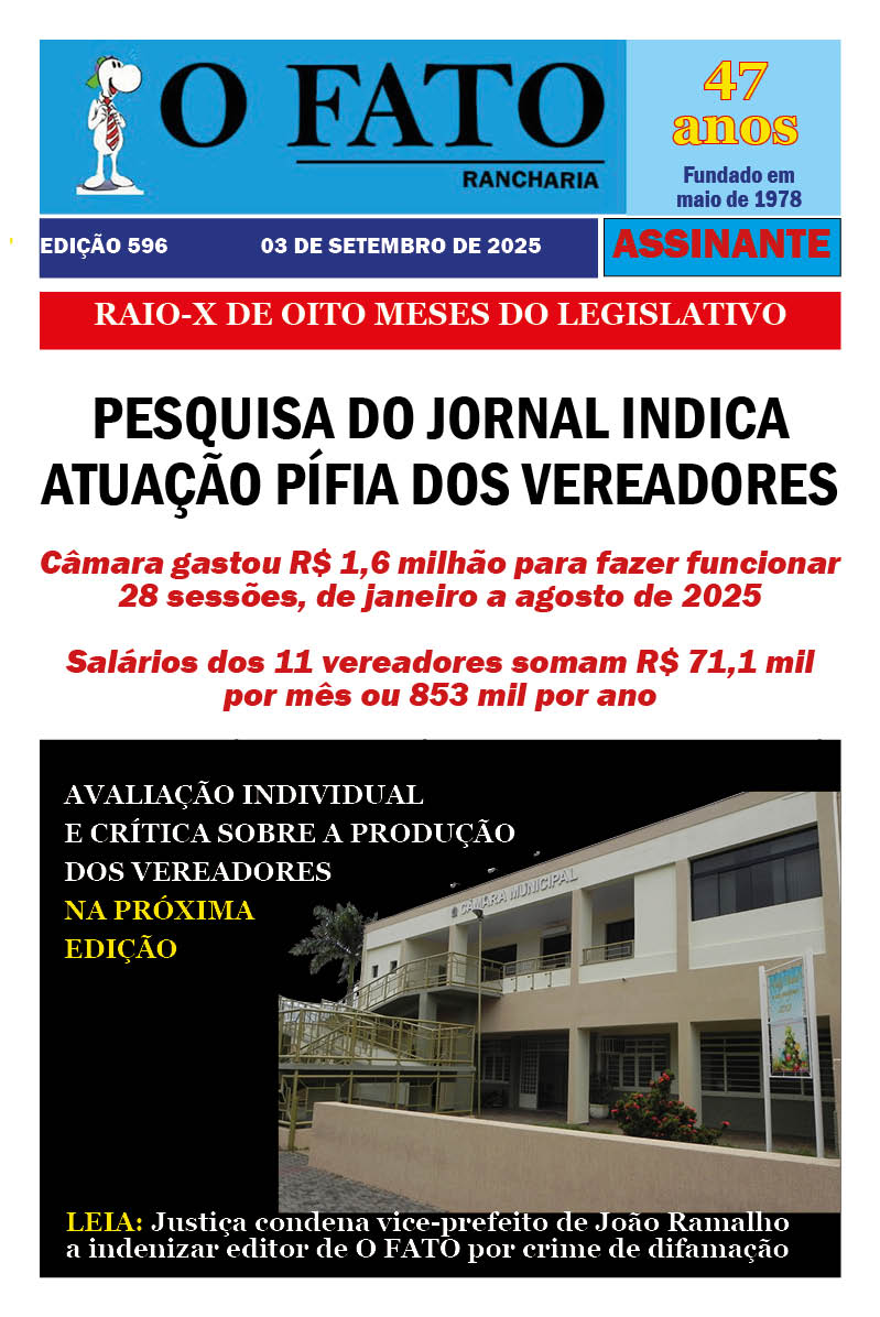 Jornal O FATO inicia publicação de pesquisa sobre a produção de vereadores nos primeiros 8 meses de 2025