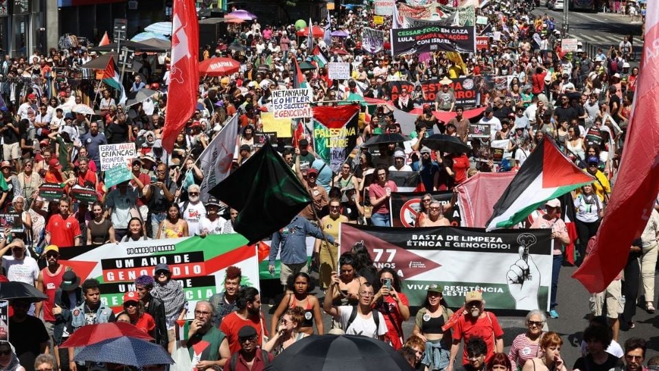 Ato pede libertação de ativistas de flotilha e medidas duras do Brasil
