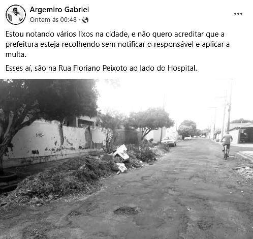 PREFEITO HOMERO FACÃO  IGNORA DECRETO QUE BAIXOU ESTE ANO SOBRE LIXO NAS VIAS PÚBLICAS