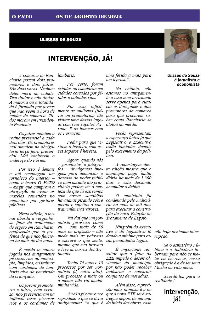 INTERVENÇÃO PARA SALVAR O BOSTEIRO