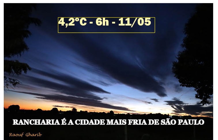 Rancharia tem a temperatura mais fria do Estado de São Paulo, hoje (11/05)
